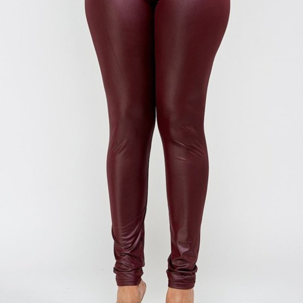 Burgandy Faux leather leggings